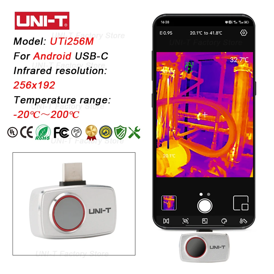 UNI-T サーマルカメラ 熱画像を備えたユニ赤外線サーマルカメラ,iPhoneタイプC用では
