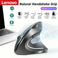    Souris verticale sans fil Bluetooth Lenovo 2.4G, ergonomique, avec poignée latérale, silencieuse, rechargeable, pour jeux, ordinateur portable, PC, réglage du DPI 1