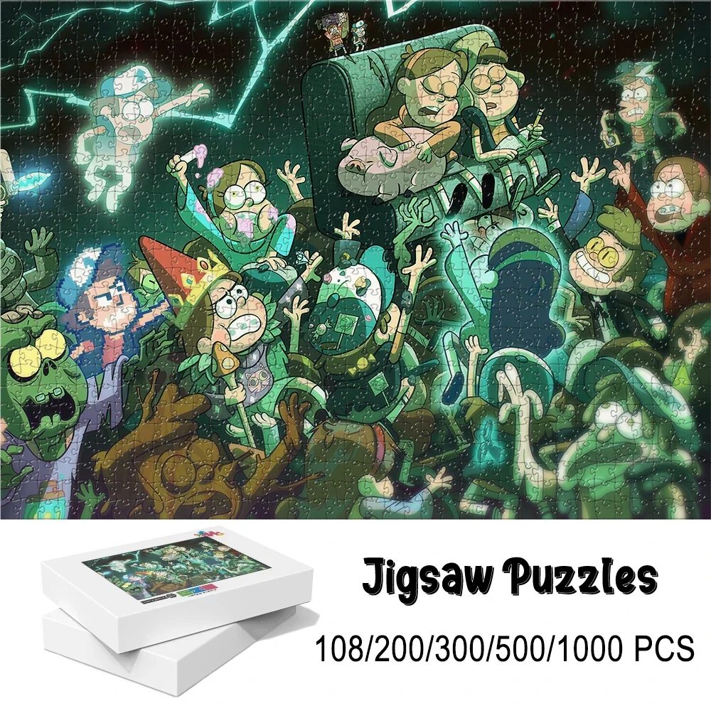 Gravity Falls 퍼즐 퍼즐 108/200/300/500/1000Pcs 클래식 캐릭터 지능 퍼즐 어린이 및 성인 생일 독특한 선물