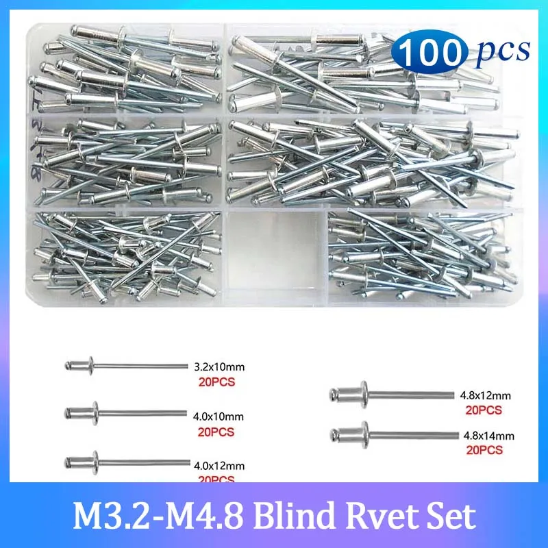 100PCS-Aluminum-M3-2M4M4-8-Blind-Rivet-Decoration-Rivet-Nail-Set-for ...
