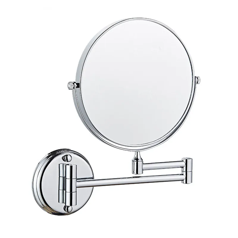 Triple Mirror Chrome Round 6'' 8 Inch Double Sides Modern Vanity Cosmetic Bath Mirror Swivel Mirror Rotatable Makeup 2