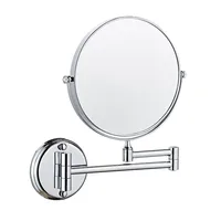 Triple Mirror Chrome Round 6'' 8 Inch Double Sides Modern Vanity Cosmetic Bath Mirror Swivel Mirror Rotatable Makeup 2
