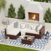 Patio Furniture Sets, 5 Pieces Modular Rattan Outdoor Patio Sectional Furniture Sofa Set, Wicker Patio Conversation Set 1