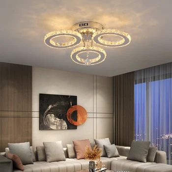 Crystal Led Ceiling Lamp With Remote Control Modern Chandelier Light Hanging Pendant Lamps Indoor Decora Surface Mounted Fixture 4