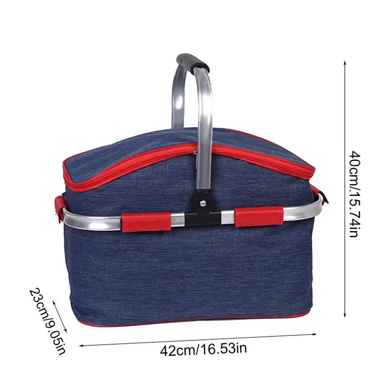 camping ice Cooler Basket 30L Insulation Picnic basket Foldable picnic bag Portable Oxford cloth picnic bag for Camping Grocery
