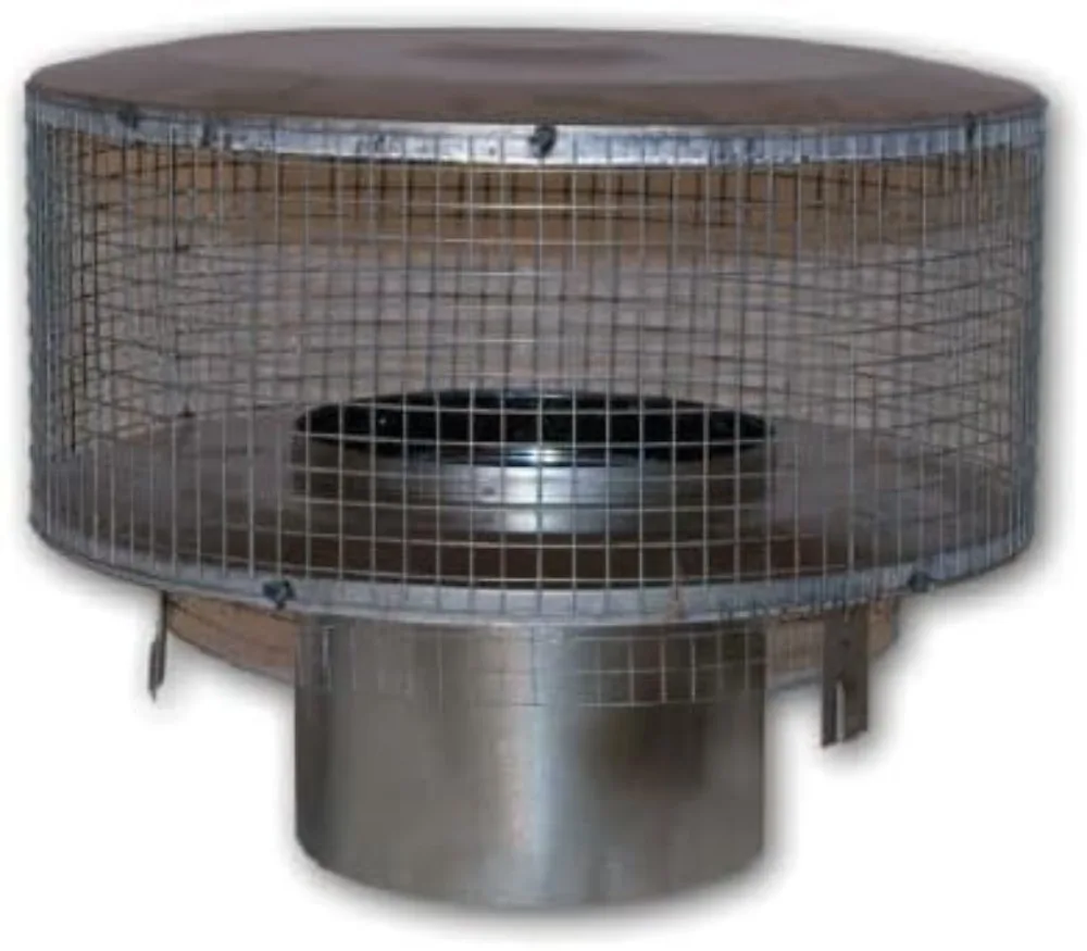 8DM Round Chimney Cap with Mesh Screen, Silver, for Wood Burning ...