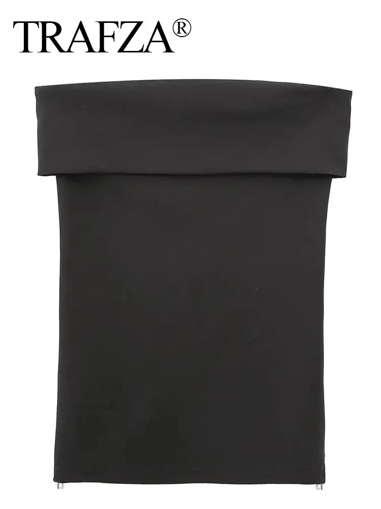 HH Summer Women Knit Corset Tops Elegant Solid Tube Crop Top Side Zipper Slim Lady Off Shoulder Bustier Top Streetwear