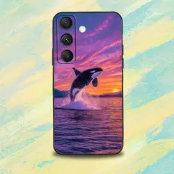 Orca Killer Whale Silhouette Soft Silicone Black Phone Case for SamsungS25ULTRA (Z1)