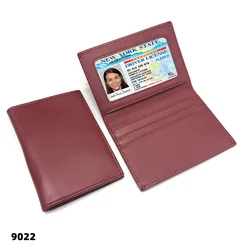 Genuine Leather Slim Minimalist Wallet - Stylish Card Holder (Wine Red)