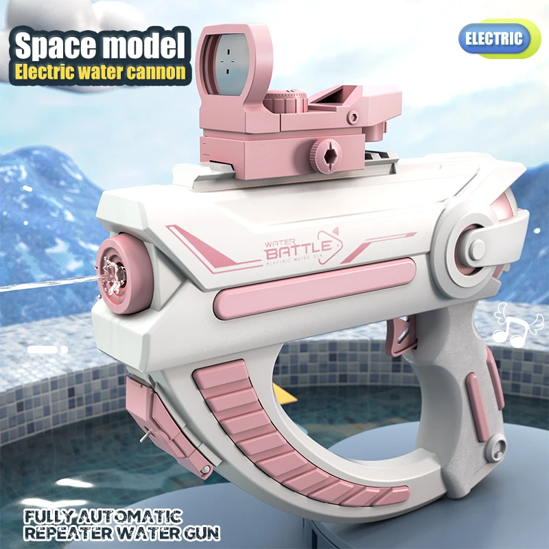 2024 New Electric Water Gun Toys For Children Small Cartoon Space Electric Blue Pink Water Gun Automatic Spraying Water Kid Toys 2