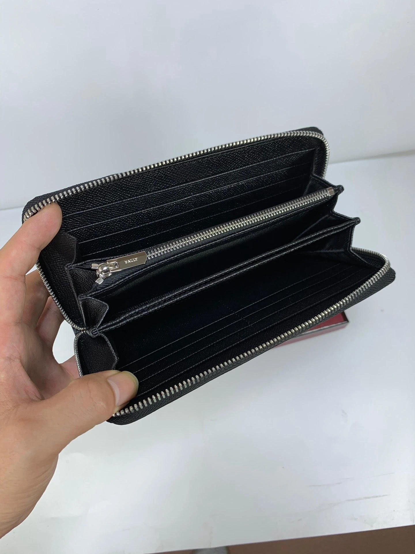 럭셔리 B 디자인 패션 디자인 스트라이프 지퍼 남성 지갑, 고품질 지퍼 캐주얼 가죽, 여성 장지갑