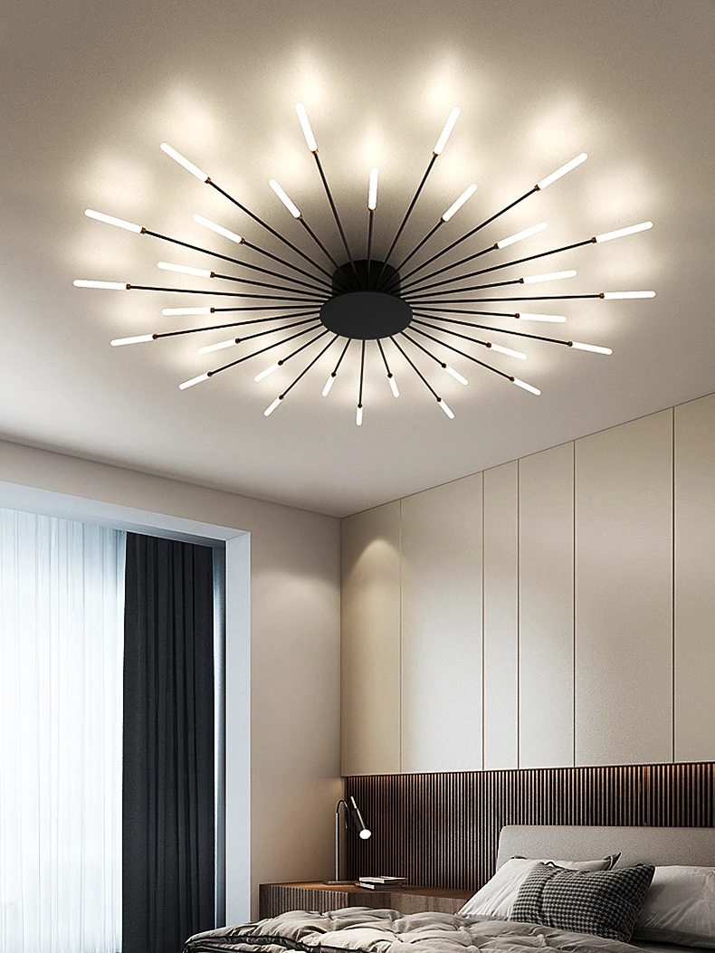 Led Firework Chandelier Dimmable For Living Room Bedroom Modern Ceiling Chandelier Dining Room Ceiling Lamp With Remote Control