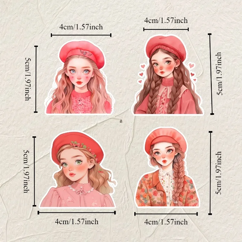 Niedliche Aquarell Mode Mädchen Mädchen Briefpapier Aufkleber für DIY, wasserdichte und künstlerische Abziehbilder mit frischen Zeitschriften Notizbücher – Detail 2