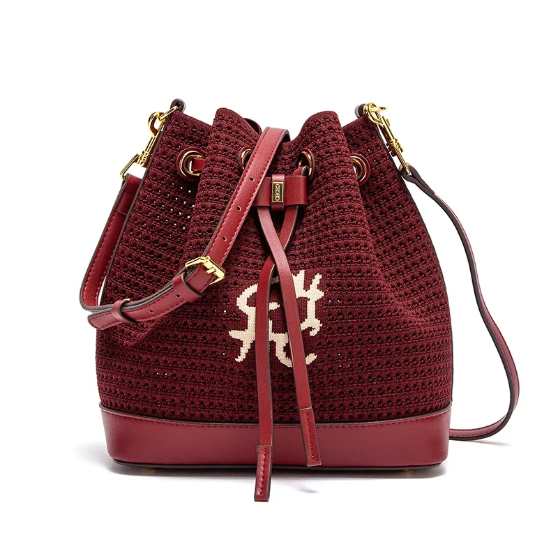 حقيبة دلو نسائية مصممة بأسلوب العطلات، وهي حقيبة ك...