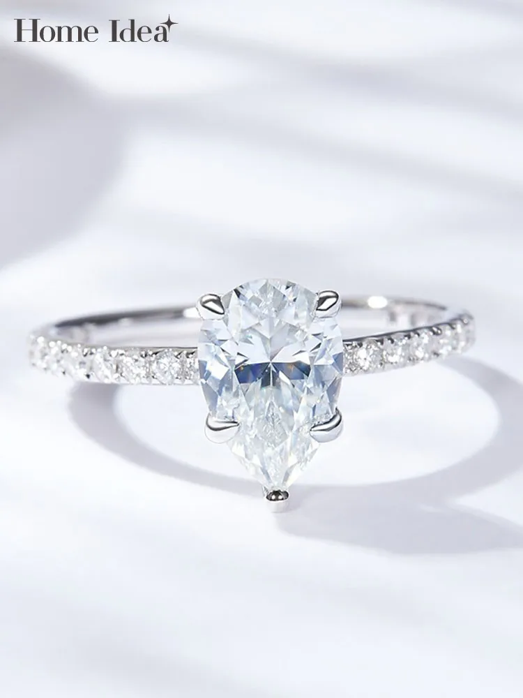 

D Color 1.5 Carat Water Drop Moissanite Engagement Ring For Women 925 Sterling Silver Fine Jewelry