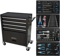 4 Drawers Tool Cabinet with Tool Sets Rolling Tool Cart with Drawers and Wheels Mechanics 1