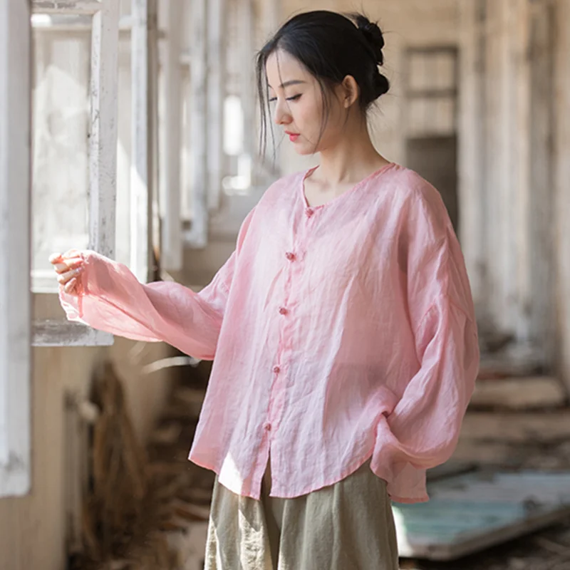 Top for Women Vintage Cotton Linen Women's T-Shirts and