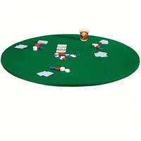 Felt Poker Table Cover Round Fitted 36-48in Stretch Fit Green Felt Card Table Cover Table Cloth Protector for Mah JongPoker 1