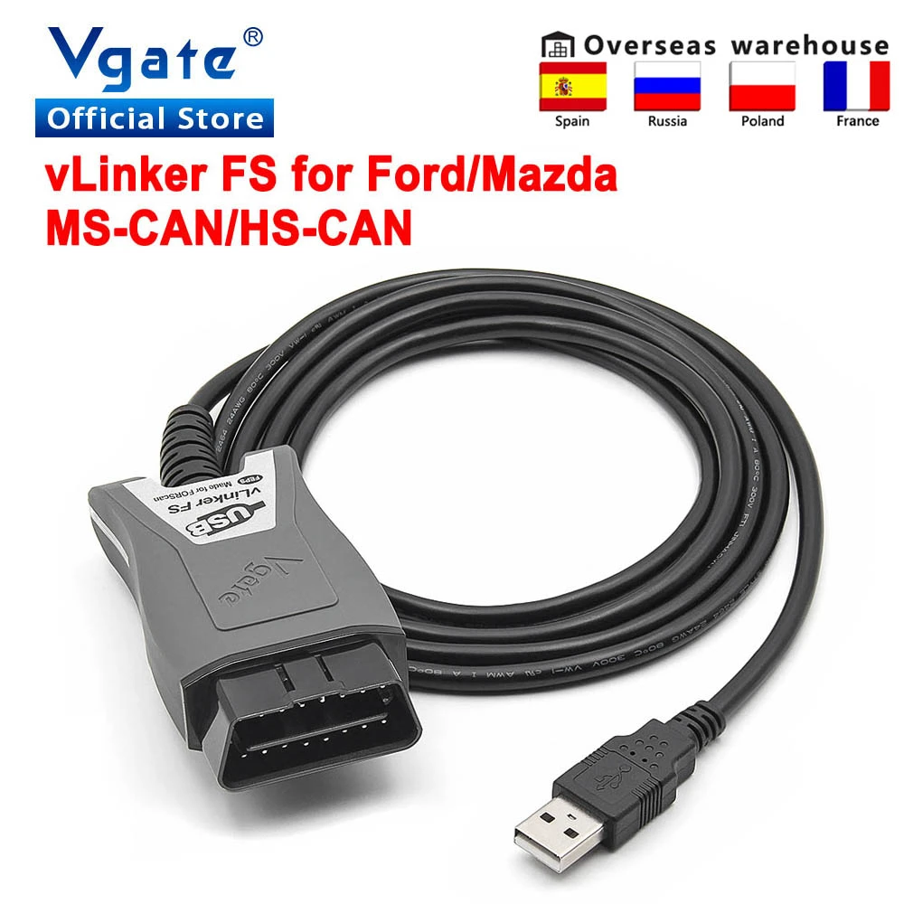 Vgate vLinker FS ELM327 For Ford FORScan HS/MS-CAN ELM 327 OBD 2 OBD2 Car Diagnostic Scanner Interface Tools OBDII For Mazda portable car battery charger