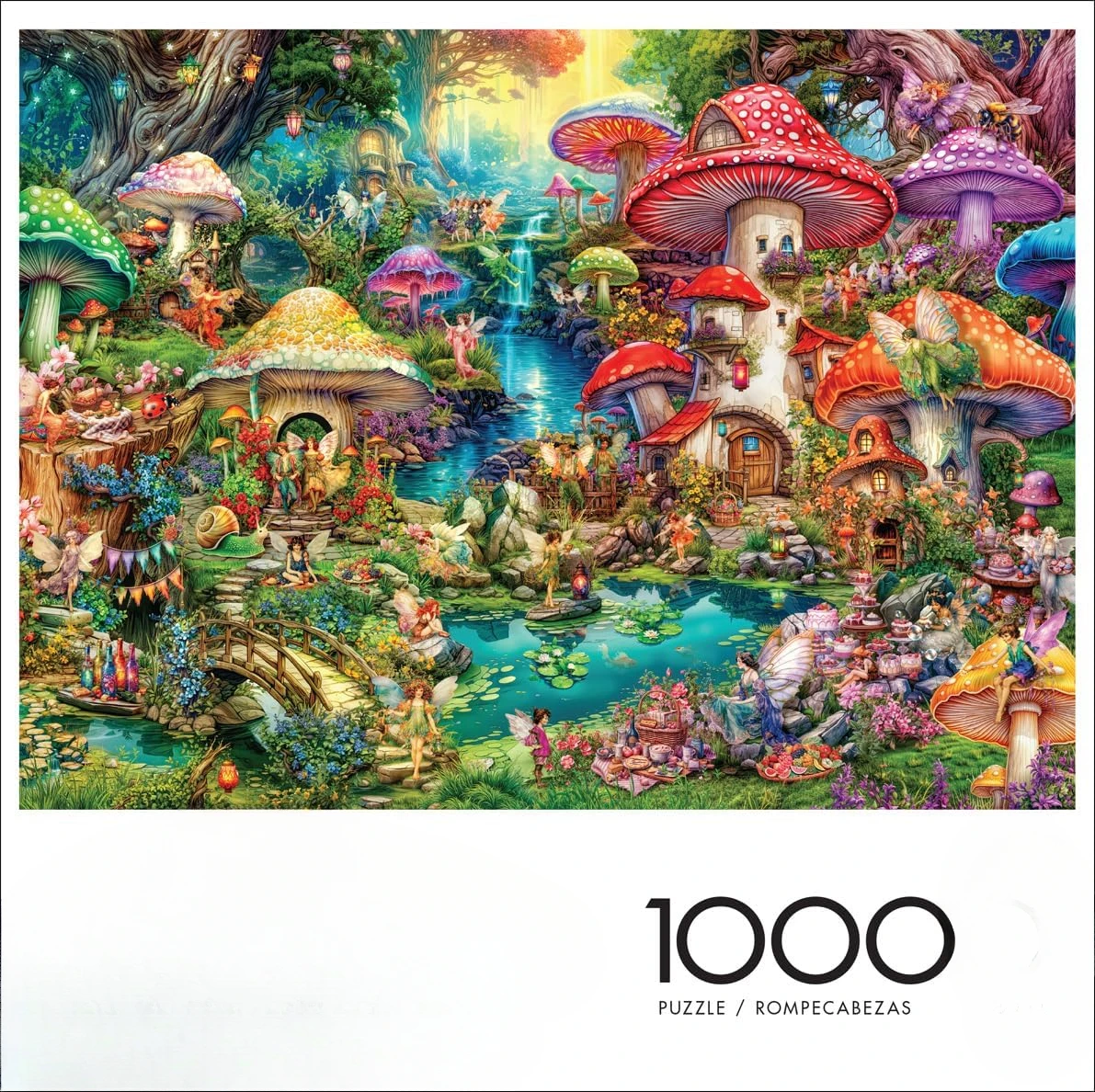 Merry Mushroom Village Picnic Puzzles 1000/500/300 Pieces Jigsaw Puzzles for Gameroom Bedroom