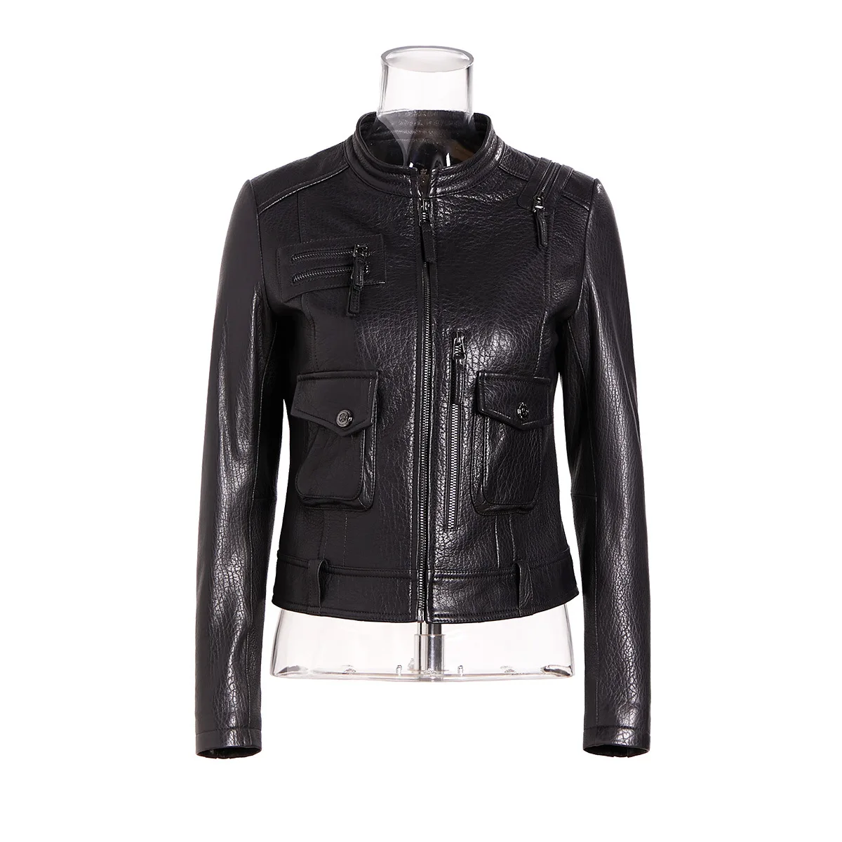 Leather Jacket Short Leather Coat Women Slim Sheep Leather Motorcycle Wear Leather Leather Coat