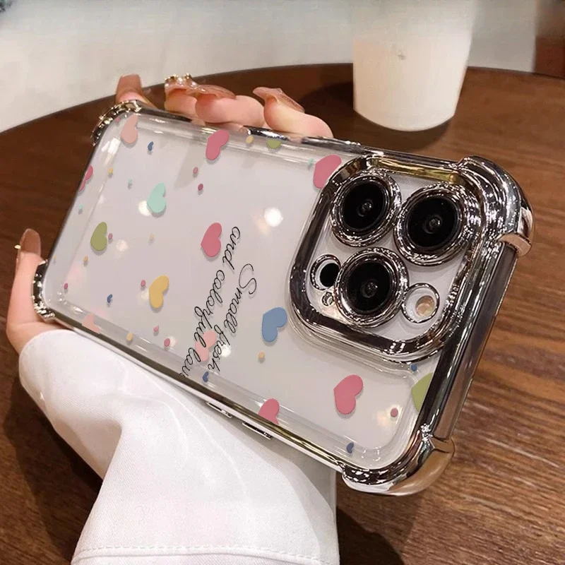 Elegant Love Heart Plating Soft Shockproof Case Cover