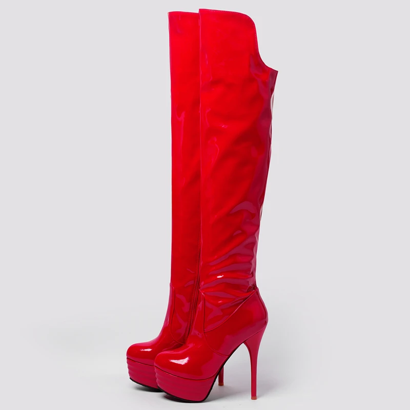 

Over Knee Boots Platform Fashion Thigh High Boot Women Winter Black Red White Fetish Shoes Woman Large Size 46 Sexy High Heels