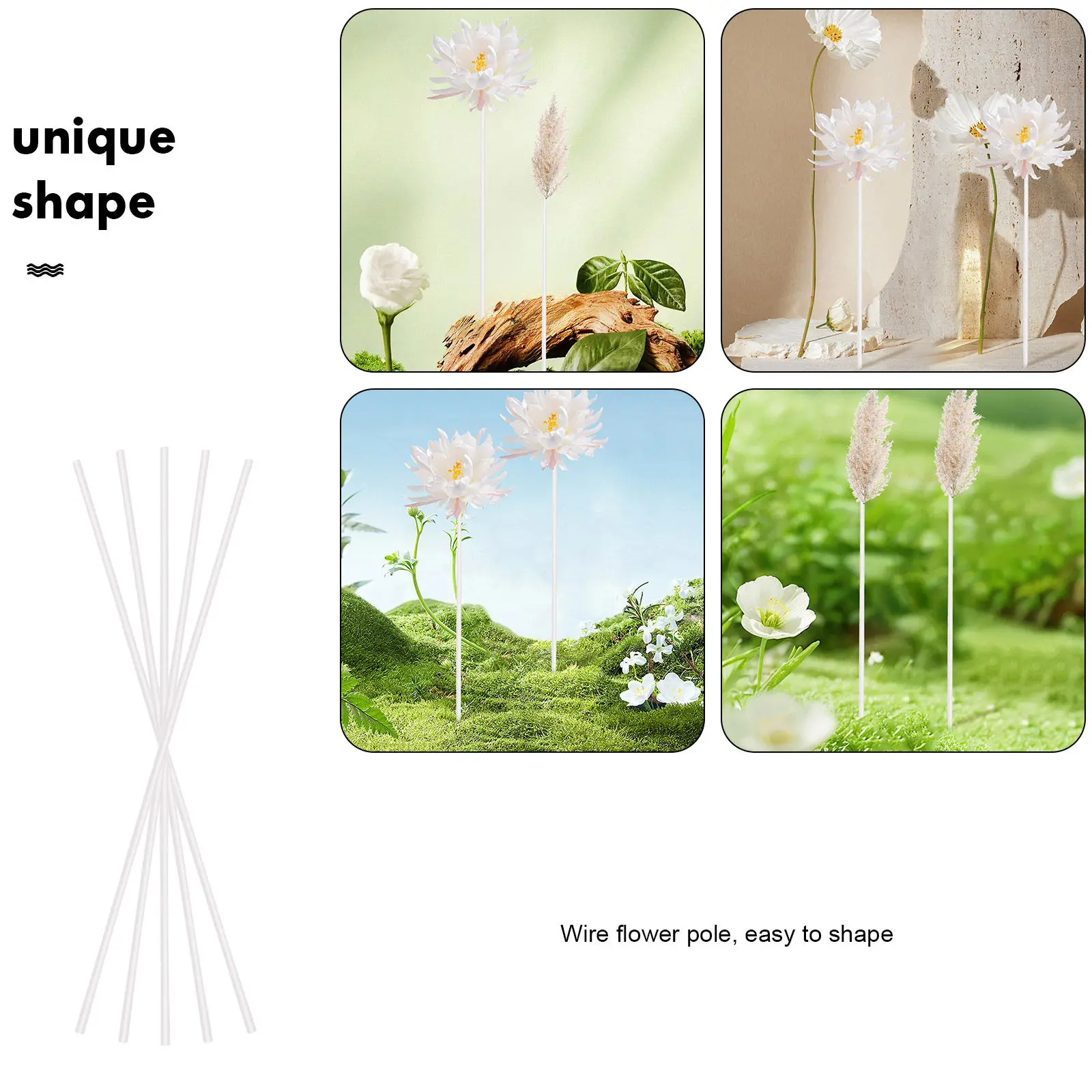 40Pcs 꽃꽂이 와이어 철 DIY 꽃 줄기 화환 꽃다발 파티 장식 공예 프로젝트 두꺼운 튼튼한 꽃 줄기