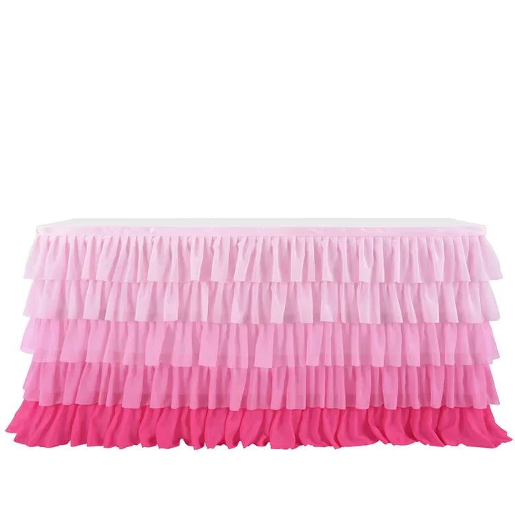 Cake Table Skirt Rainbow Unicorn Table Cloth Birthday Party Wedding Decoration Chiffon Surround Tablecloth Home Ornament