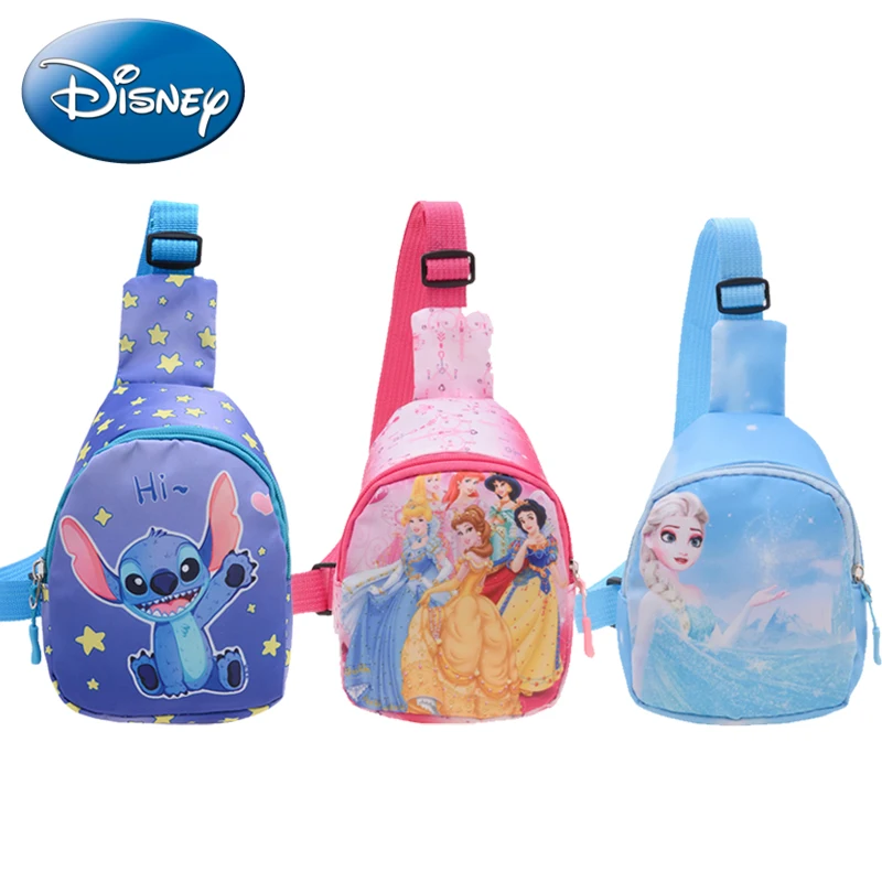 

Disney Stitch Children's Small Chest Bag Outdoor Mini Shoulder Bags Cartoon Frozen Zipper Waist Bag