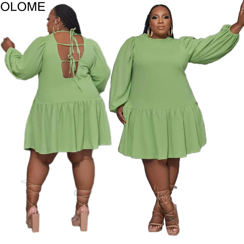 

Осеннее свободное женское светло-зеленое повседневное платье, сексуальные свободные вечерние платья до колена с оборками, 2022