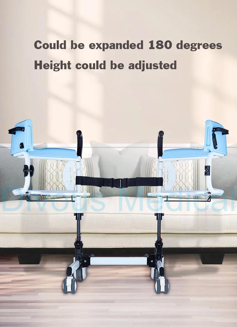 Best Selling Lightweight Patient Manual Adjust Transfer Wheelchair Shower Chair Disabled Medical Equipment 3
