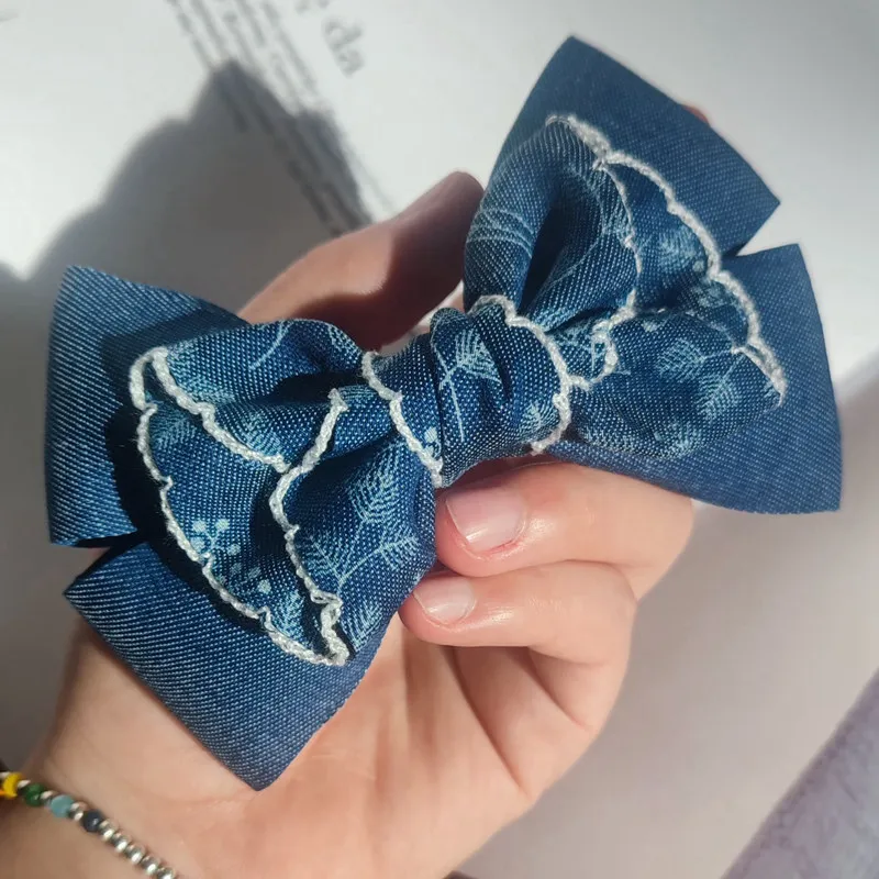 1 미터 꽃다발 잎 데님 웨빙 자수 경주 4cm 장식 DIY 활 헤어 액세서리 레이스 트림 리본 Dentelle