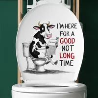 Funny Animals Reading Newspapers Toilet Stickers Giraffe Cow Cat Duck Pattern Waterproof Bathroom Decal Creative Home Decoration 4