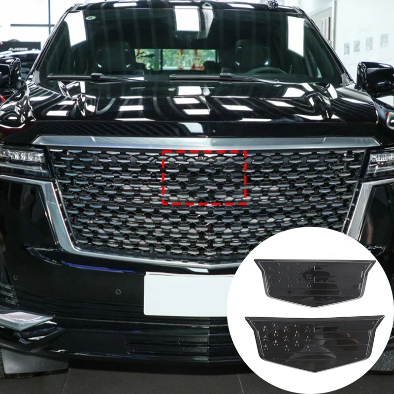 

Черная Автомобильная наклейка с логотипом на переднюю и заднюю крышку автомобиля для Cadillac Escalade 2021 2022 2023 ABS, автомобильные аксессуары