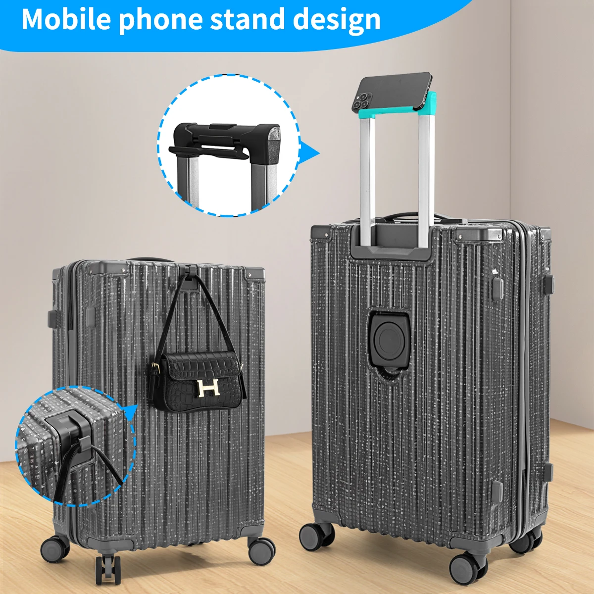 Gypsophila Multifunctional Large-Capacity Luggage Suitcase Trolley Suitcase Boarding Suitcase Strong and Durable Student Unisex