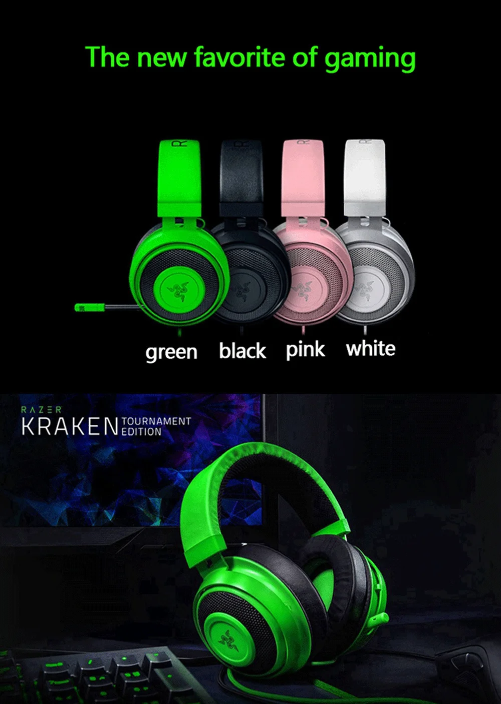 registreren De onze Lunch New Kraken Pro V2 Crystal Black gaming headphone girl Cat ear stereo wired  music game headset for PC mobile phone| | - AliExpress