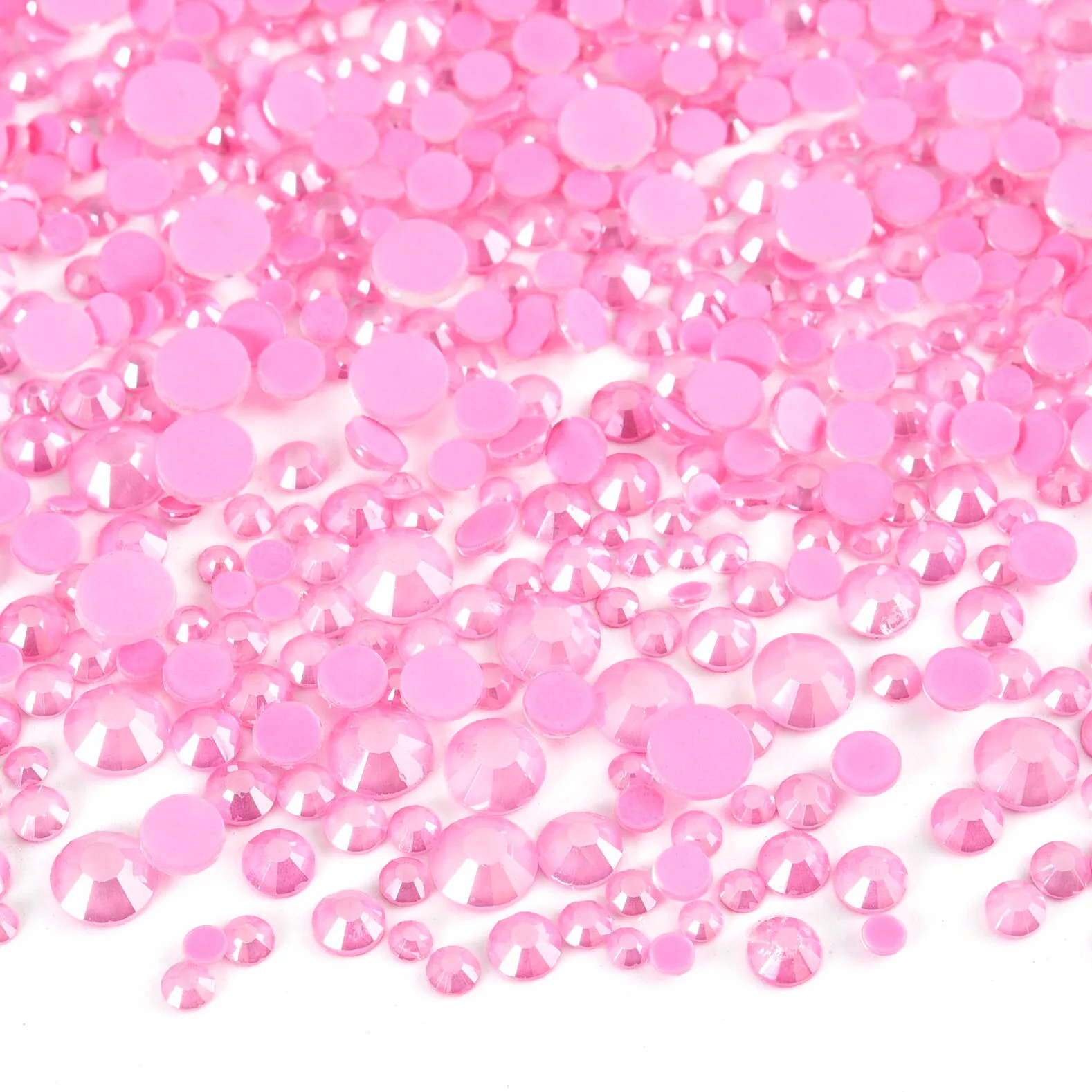 Light Pink GemStone Mix Non-Hotfix Flatback Rhinestones for Nail Art and Garment Decorations