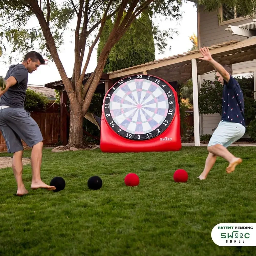 Giant Kick Darts Over 6ft Tall with 15+ Games Included Jumbo Soccer Darts with Air Pump Big Inflatable Games