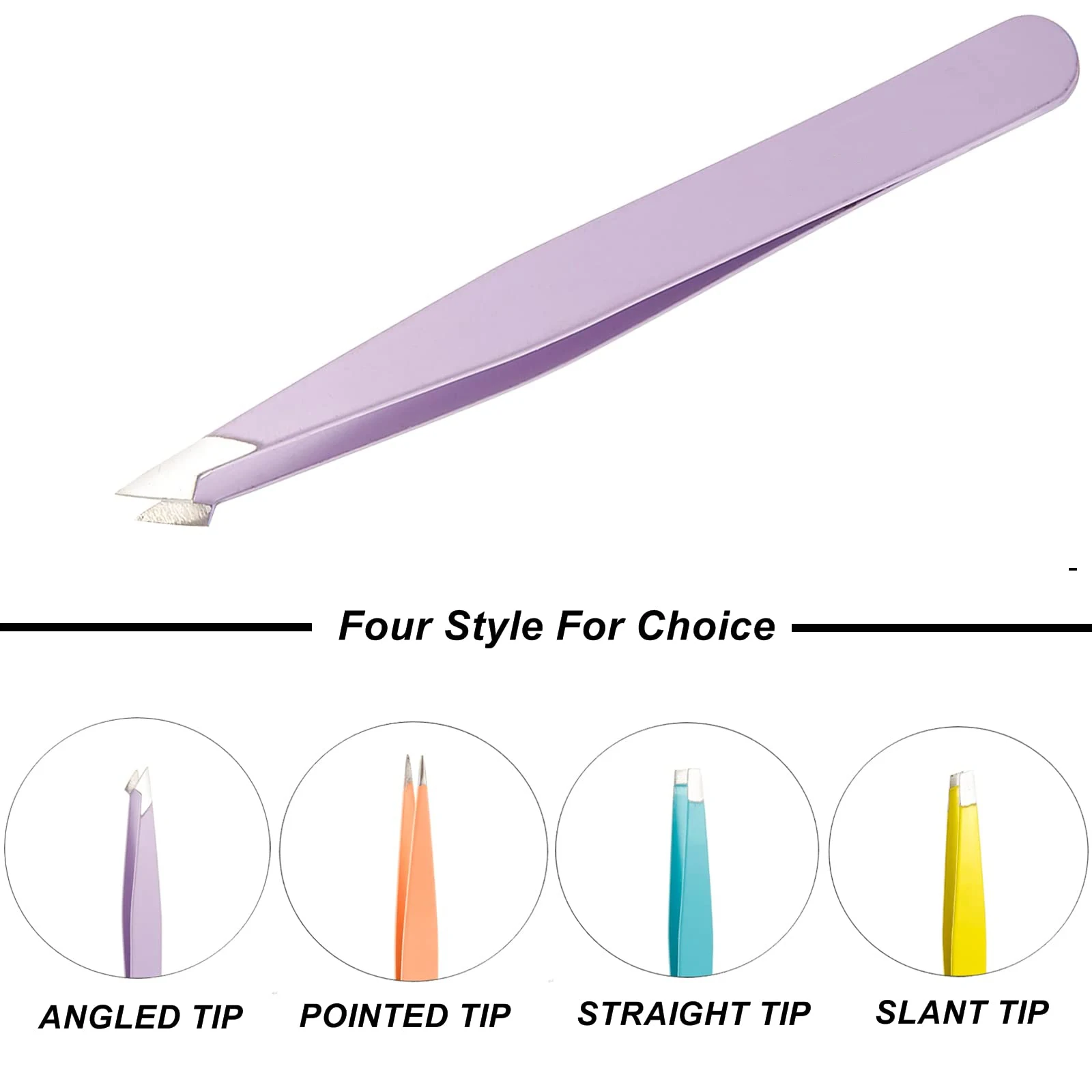 Stainless Steel Eyebrow Tweezers Hair Removal Precision Slanted Tip