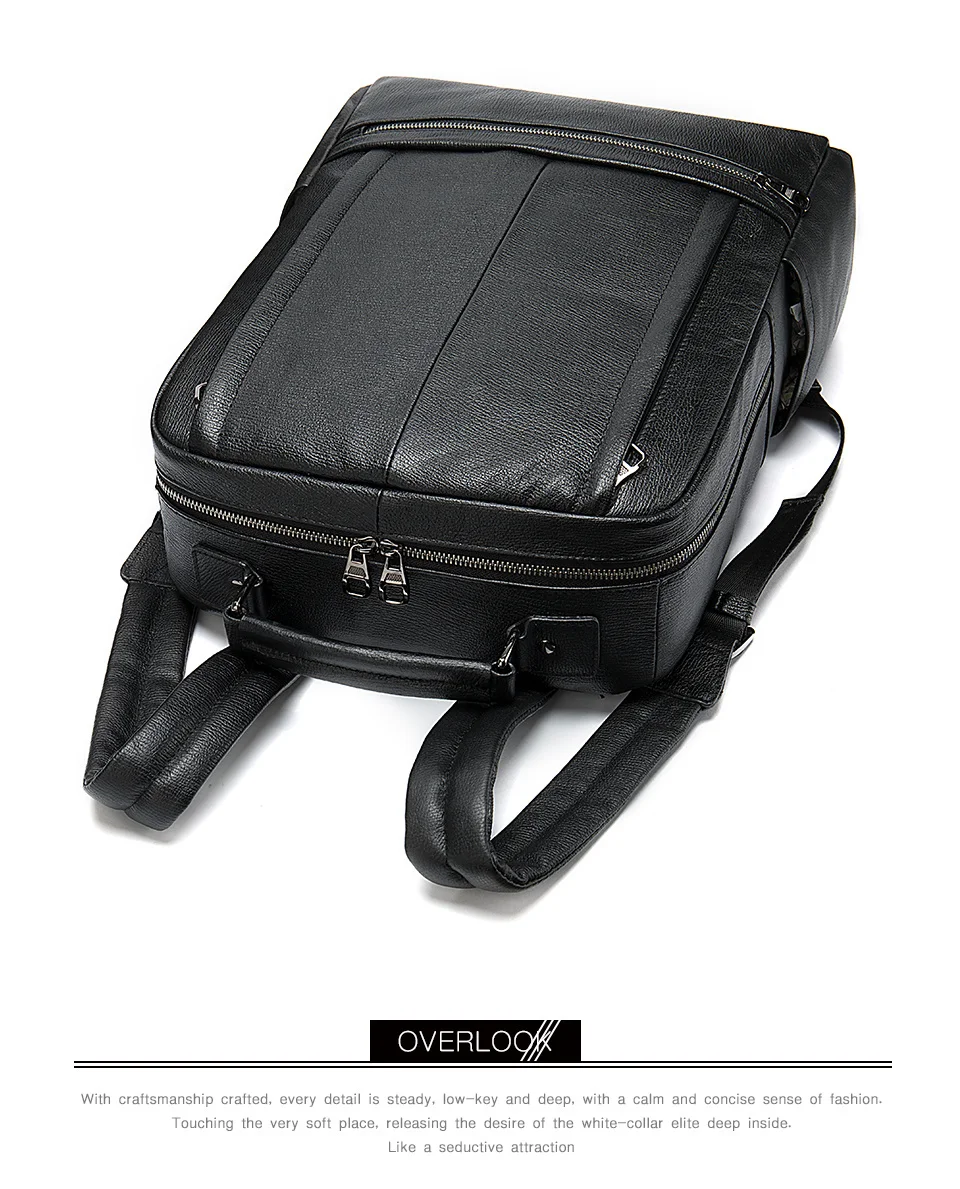 Mens Black Leather Laptop Backpack Womens Purse Bag