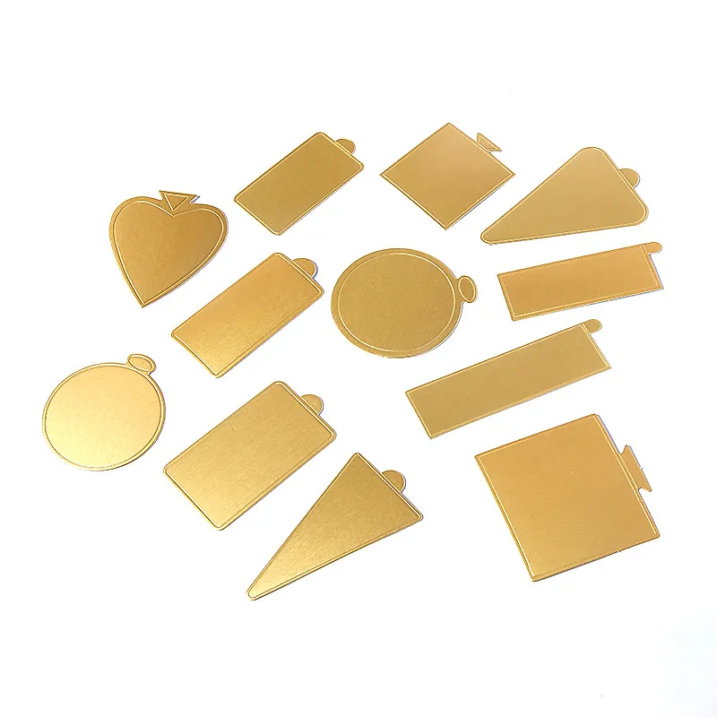 100pcs/Set Mousse Cake Cardboard Mini Cake Boards Cupcake Dessert Tray Gold Silver Paper Base Pastry Decorative Kit Party