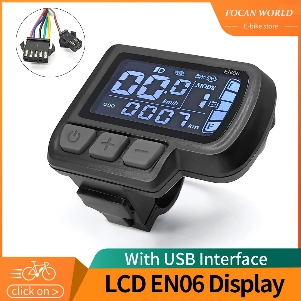 

Панель для электровелосипеда FOCAN 24 в 36 в 48 в 52 в 60 в, ЖК-дисплей для электровелосипеда, скутера EN06 с USB