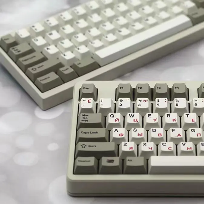 Pbt ru Keycap Dye Sublimação para mx Switch Gaming Keycaps Russos Perfil Cherry Retro Acessórios Teclado Mecânico 145 Chaves