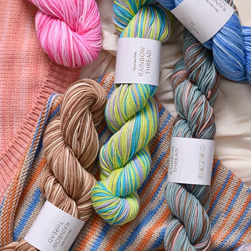 3PCS Set 150g Total Gradient Color Cotton Yarns for DIY Knitting Sweaters Shawls Handmade Dyed Soft Warm Crocheting Yarns 3