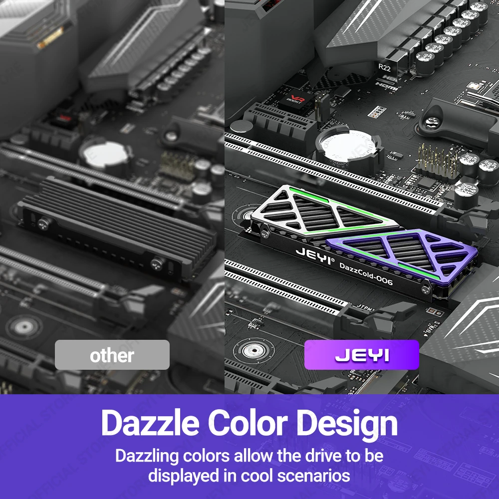 Jeyi-dazzcold M.2 Ssd Dissipador 2280 Nvme Ngff Radiador Magnésio Liga de Alumínio pc Refrigerador Eficiente com Almofada Térmica de Silicone - Imagem 2