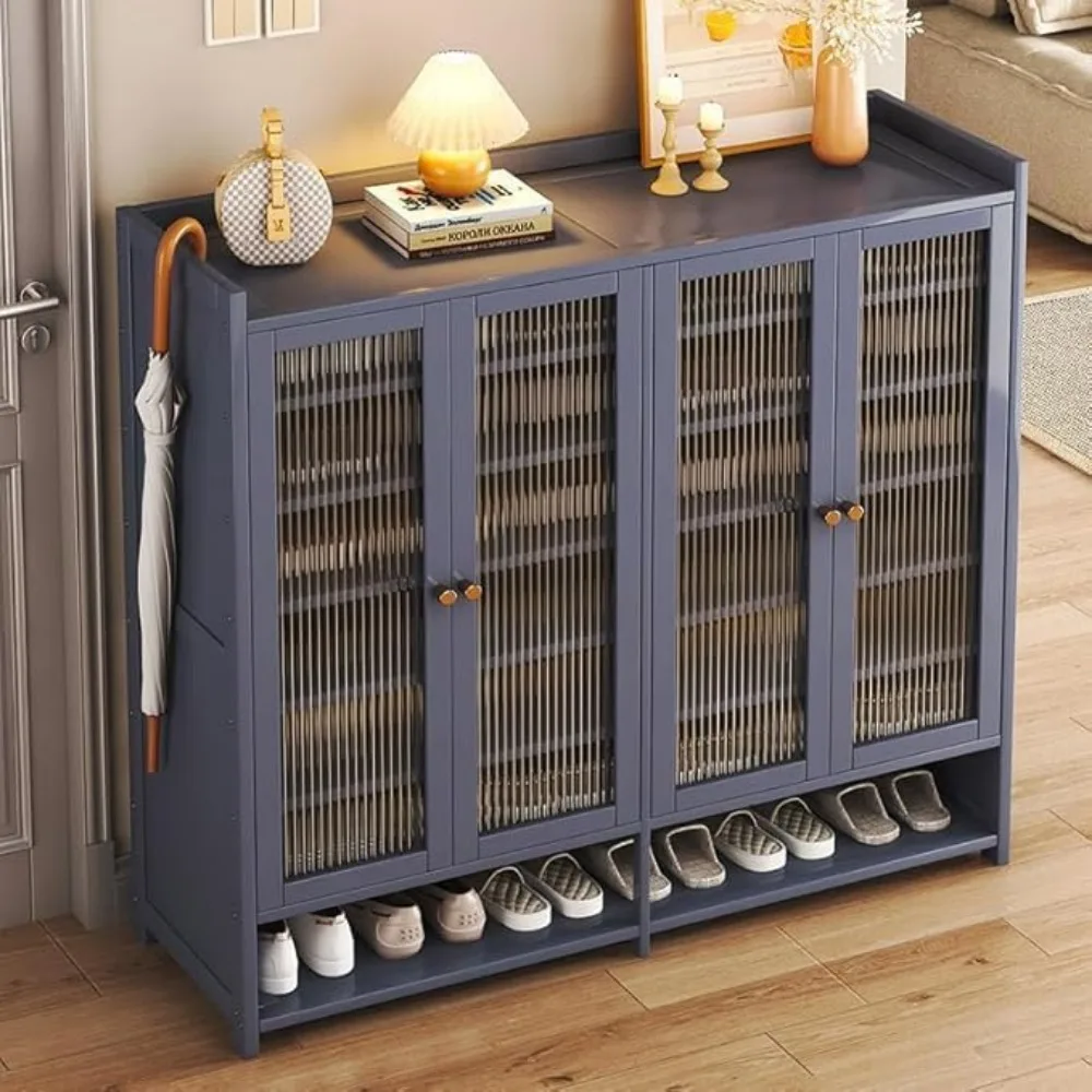 8 Tier Bamboo Shoe Storage Cabinet with Doors, 39-40 Pairs Shoe Rack for Closet, Freestanding Shoe Storage Cabinet 5