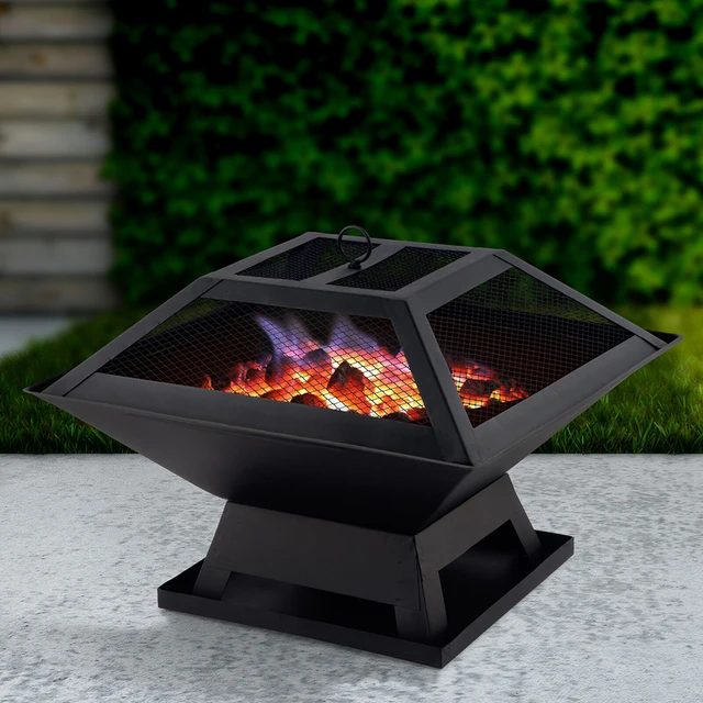 Modernizáció Négyzet Alakú Grill Kültéri Fűtőkert Kandalló Hordozható Tűz Pit Szerződéses Barbecue Brazier Fa Tűzhely - Image 6