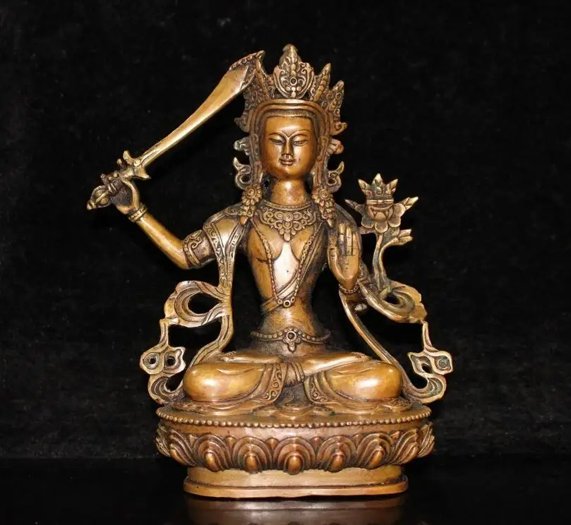 

Tibet Chinese Brass Copper Manjusri Buddha Statue Bodhisattva Ornaments