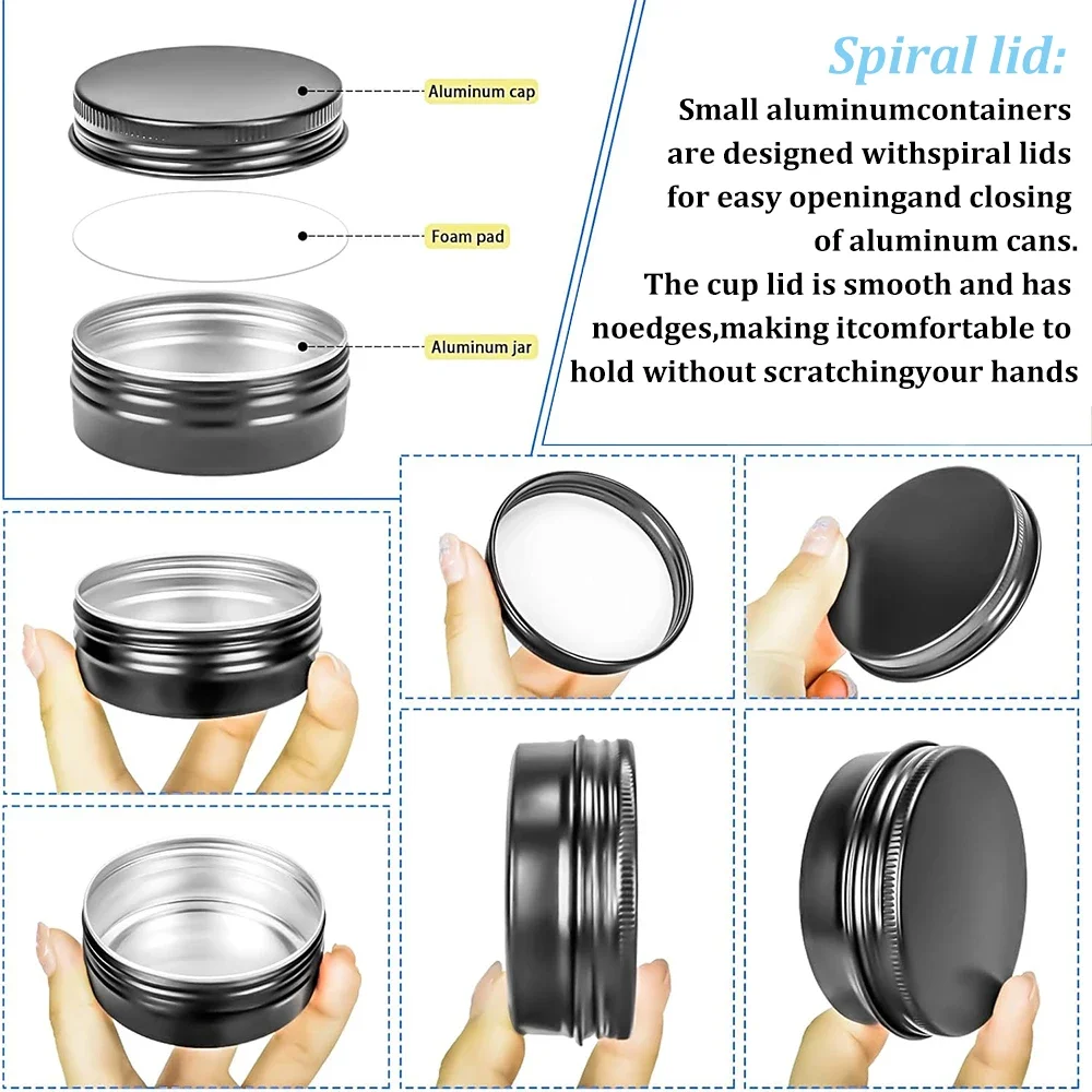 Aluminum Tin Jars Containers Leak Proof Cosmetic Tin Jars Containers Round Screw Lids Empty Refillable Cosmetic 12PCS storage jar